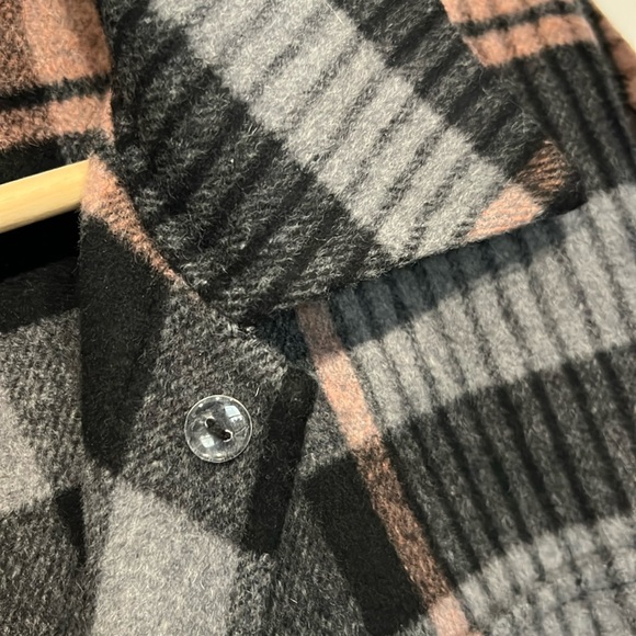 Rails Melina Coat Mid Length Wool Blend w/ Tie in Soft Pink/Black Plaid Medium - Picture 7 of 13